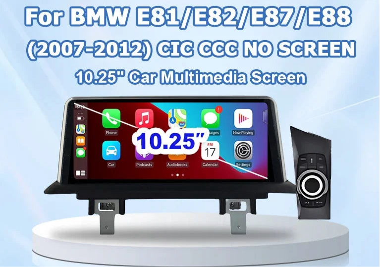 Écran Tactile CarPlay & Android Auto Sans Fil pour BMW Série 1 E81 E82 E87 E88 (2004-2012).