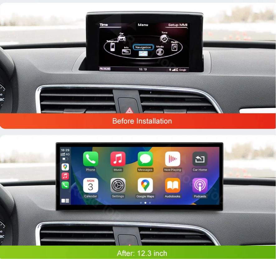 Écran Tactile 12,3” Multimédia pour Audi Q3 (2013-2018) – CarPlay & Android Auto Sans Fil.