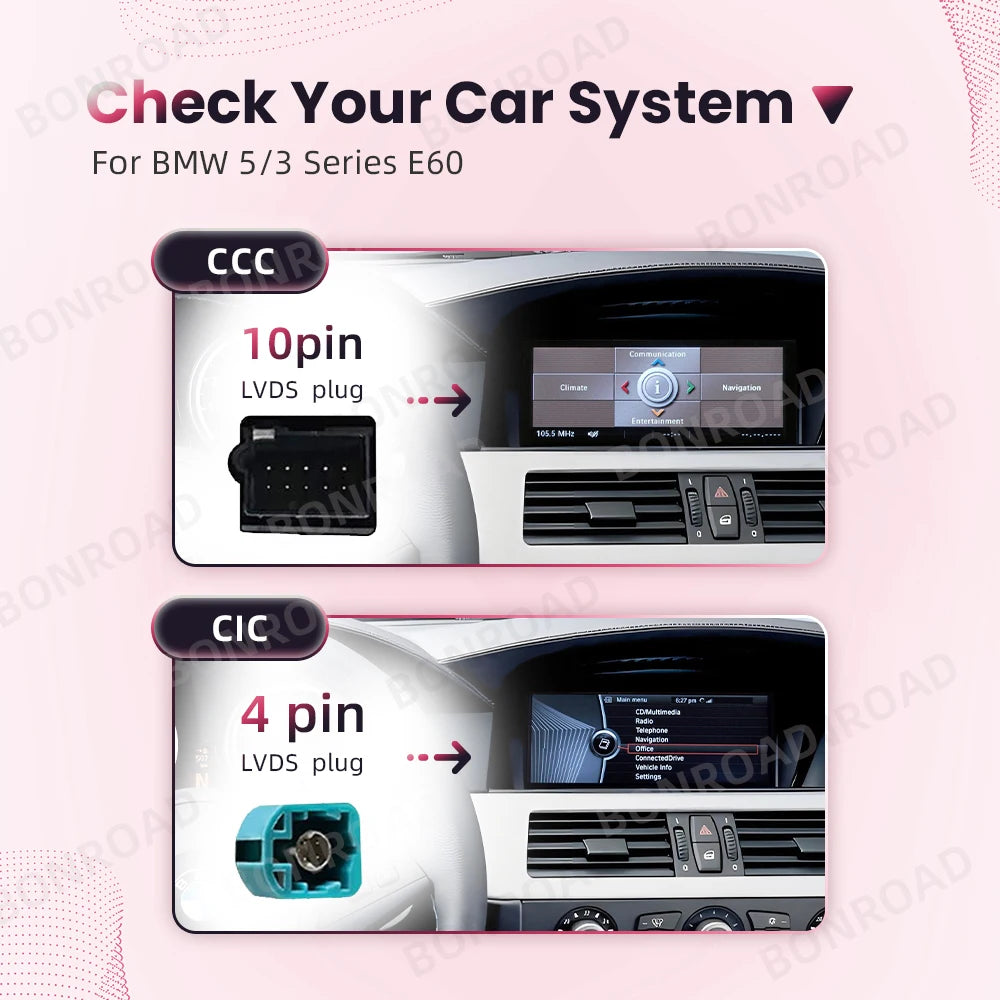Autoradio Android CarPlay/Android Auto pour BMW Série 3 & 5 E60 / E61 / E62 / E63 / E90 / E91 / E92 / E93 / M3 – Compatible CCC / CIC / MASK