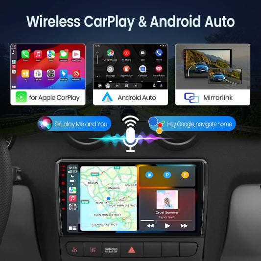 Autoradio GPS Multimédia 4G WiFi avec CarPlay Sans Fil & Android Auto – Compatible Nissan Note 2009-2016, RDS & Caméra 360°