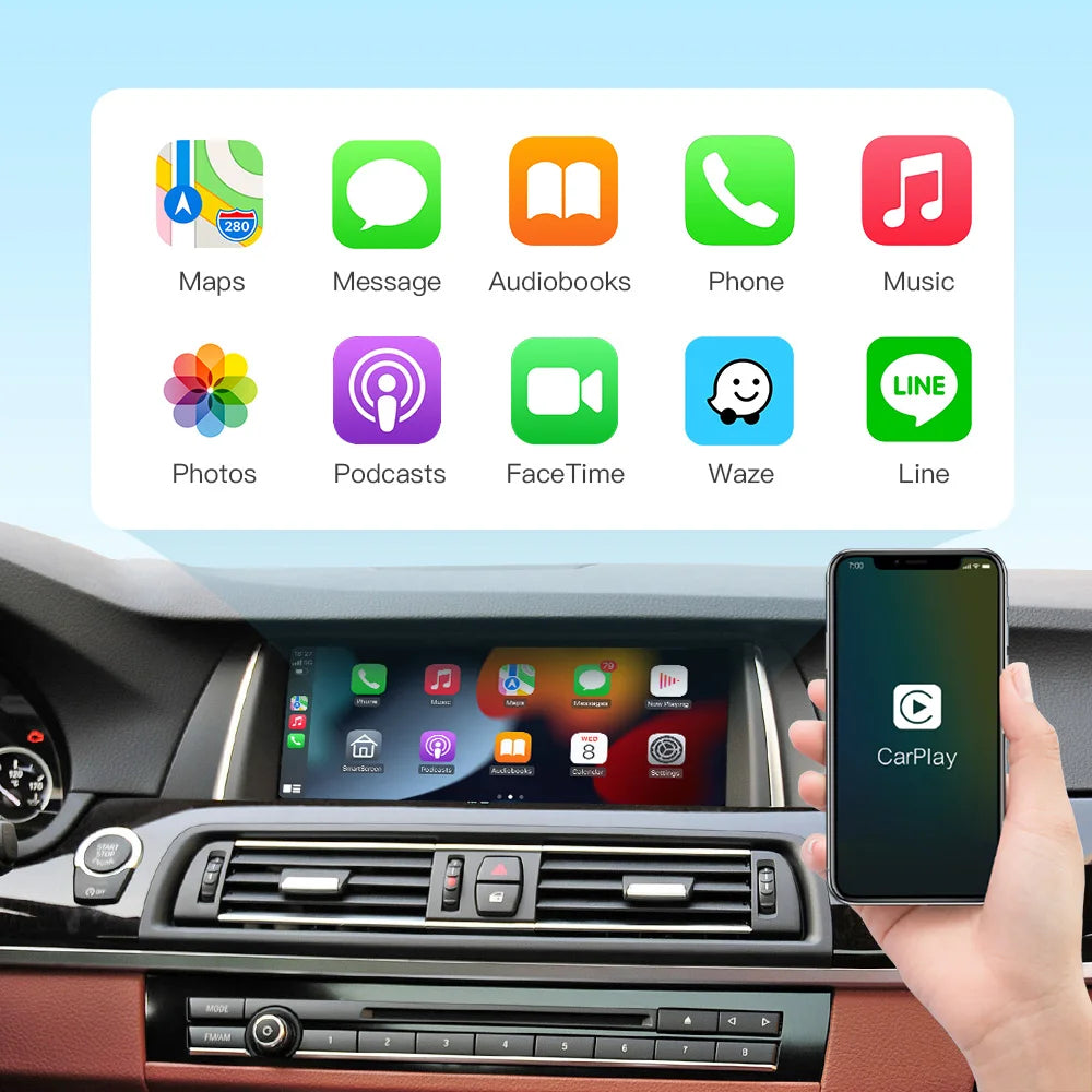 Module CarPlay & Android Auto Sans Fil – BMW Série 5/7 F10 F11 F01 (2009-2016).