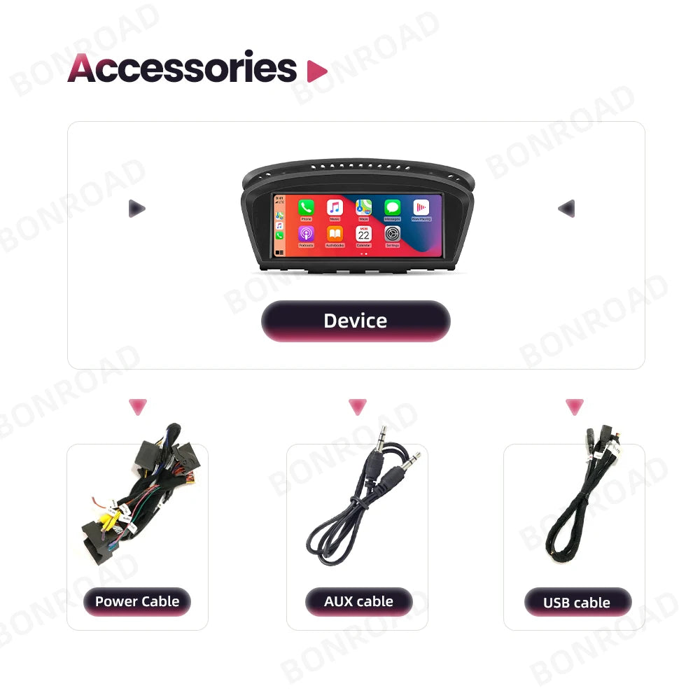 Autoradio Android CarPlay/Android Auto pour BMW Série 3 & 5 E60 / E61 / E62 / E63 / E90 / E91 / E92 / E93 / M3 – Compatible CCC / CIC / MASK