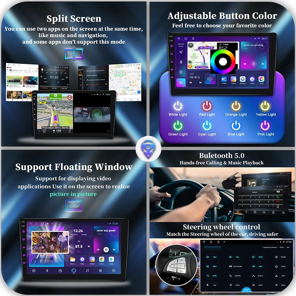 Autoradio Android Multimédia 2DIN pour Peugeot 208 / 2008 (2012–2018) | GPS – CarPlay – Android Auto – Écran Tactile HD – Bluetooth – Wi-Fi – Navigation