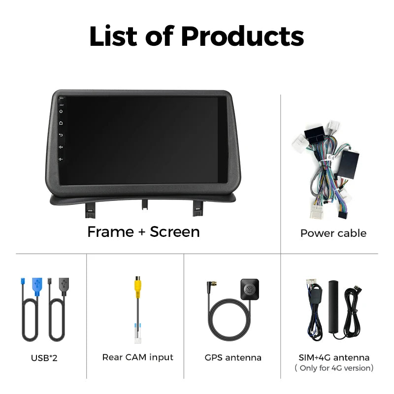 Autoradio Renault Clio 3 (2005–2014) – CarPlay sans fil, Android Auto, lecteur multimédia 4G, navigation GPS, autoradio 2 DIN