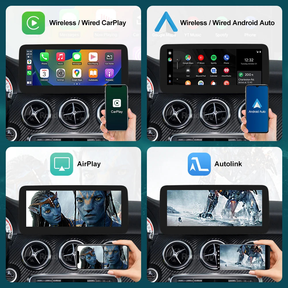 Écran Multimédia 10.25”/12.3” CarPlay & Android Auto pour Mercedes-Benz (2013–2015).