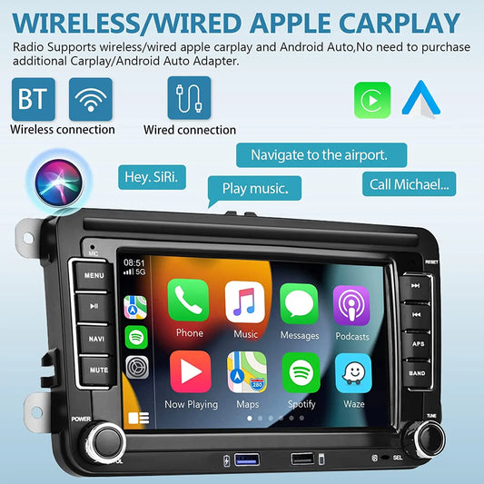 Autoradio Android 7” CarPlay & Android Auto | GPS – WiFi – FM – Bluetooth – Pour Volkswagen Jetta / Passat / Golf / Polo