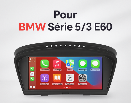 Autoradio Android CarPlay/Android Auto pour BMW Série 3 & 5 E60 / E61 / E62 / E63 / E90 / E91 / E92 / E93 / M3 – Compatible CCC / CIC / MASK