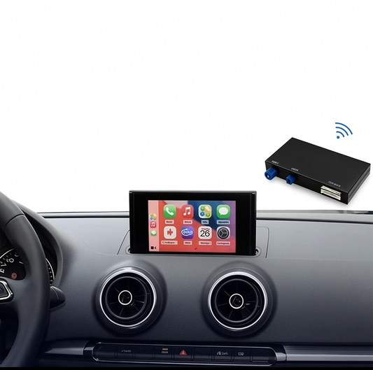 Module CarPlay & Android Auto sans fil pour Audi A3, A4, A5, Q2, Q5L, Q7 (2013–2018) – Installation sans perte, compatible caméra de recul, intégration parfaite avec l’écran d’origine.