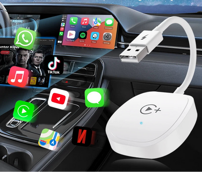 Adaptateur CarPlay Sans Fil avec Netflix, YouTube et TikTok – Pour Voitures CarPlay d’Origine