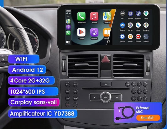 Autoradio Android10.25” avec Carplay & 4G – Compatible Mercedes Benz E-Class C207 W207.
