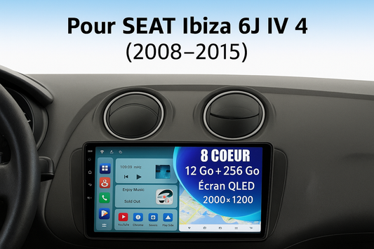 Android 15 – Autoradio 2K QLED pour SEAT Ibiza 6J IV 4 (2008–2015)