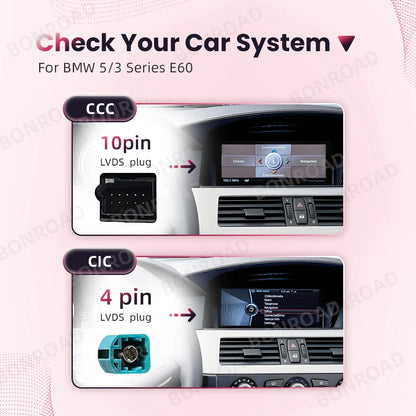 Autoradio Android CarPlay/Android Auto pour BMW Série 3 & 5 E60 / E61 / E62 / E63 / E90 / E91 / E92 / E93 / M3 – Compatible CCC / CIC / MASK