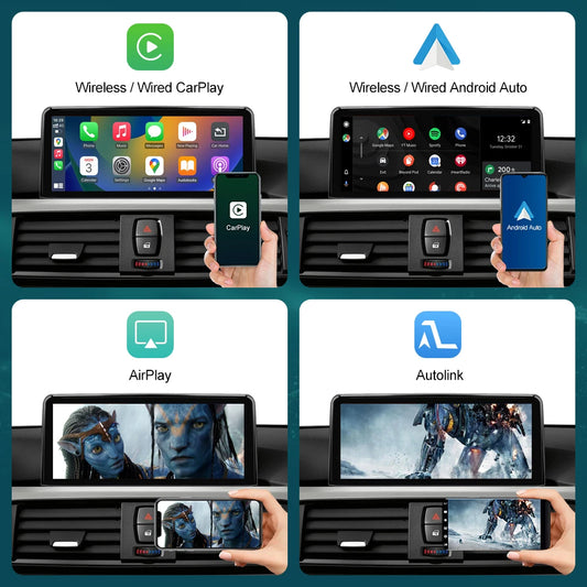 Écran Multimédia 10.25”/12.3” avec CarPlay & Android Auto Sans Fil pour BMW Série 1, 2, 3, 4 (F20–F33)