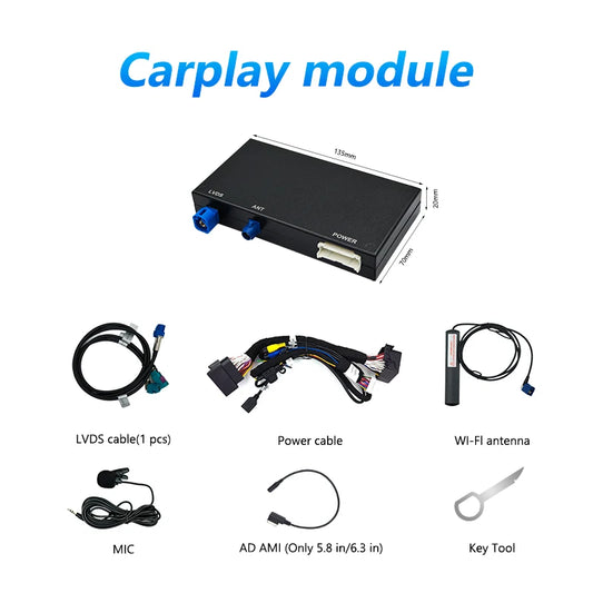 Module CarPlay & Android Auto sans fil pour Audi A3, A4, A5, Q2, Q5L, Q7 (2013–2018) – Installation sans perte, compatible caméra de recul, intégration parfaite avec l’écran d’origine.
