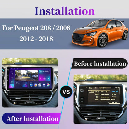 Autoradio Android Multimédia 2DIN pour Peugeot 208 / 2008 (2012–2018) | GPS – CarPlay – Android Auto – Écran Tactile HD – Bluetooth – Wi-Fi – Navigation