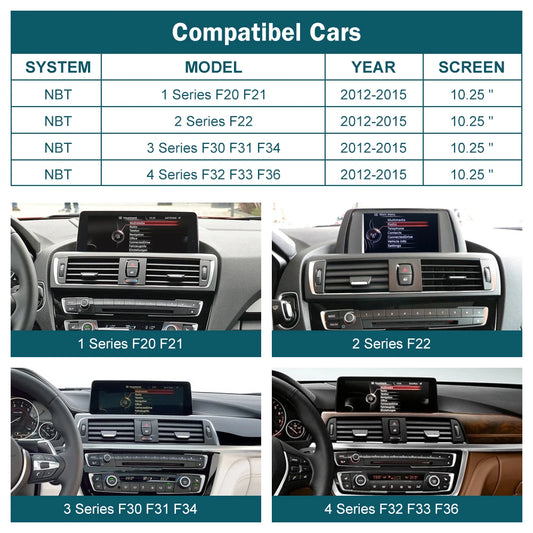 Écran Multimédia 10.25”/12.3” avec CarPlay & Android Auto Sans Fil pour BMW Série 1, 2, 3, 4 (F20–F33)