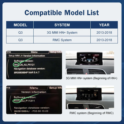 Écran Tactile 12,3” Multimédia pour Audi Q3 (2013-2018) – CarPlay & Android Auto Sans Fil.