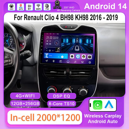 Autoradio CarPlay Android avec écran QLED pour Renault Clio 4 (BH98/KH98) 2016–2019 | GPS – Multimédia – Android Auto – Bluetooth – Navigation