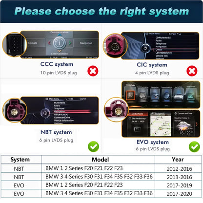 Autoradio Android 14 avec CarPlay sans fil pour BMW F20–F36 (NBT EVO) – GPS & écran multimédia